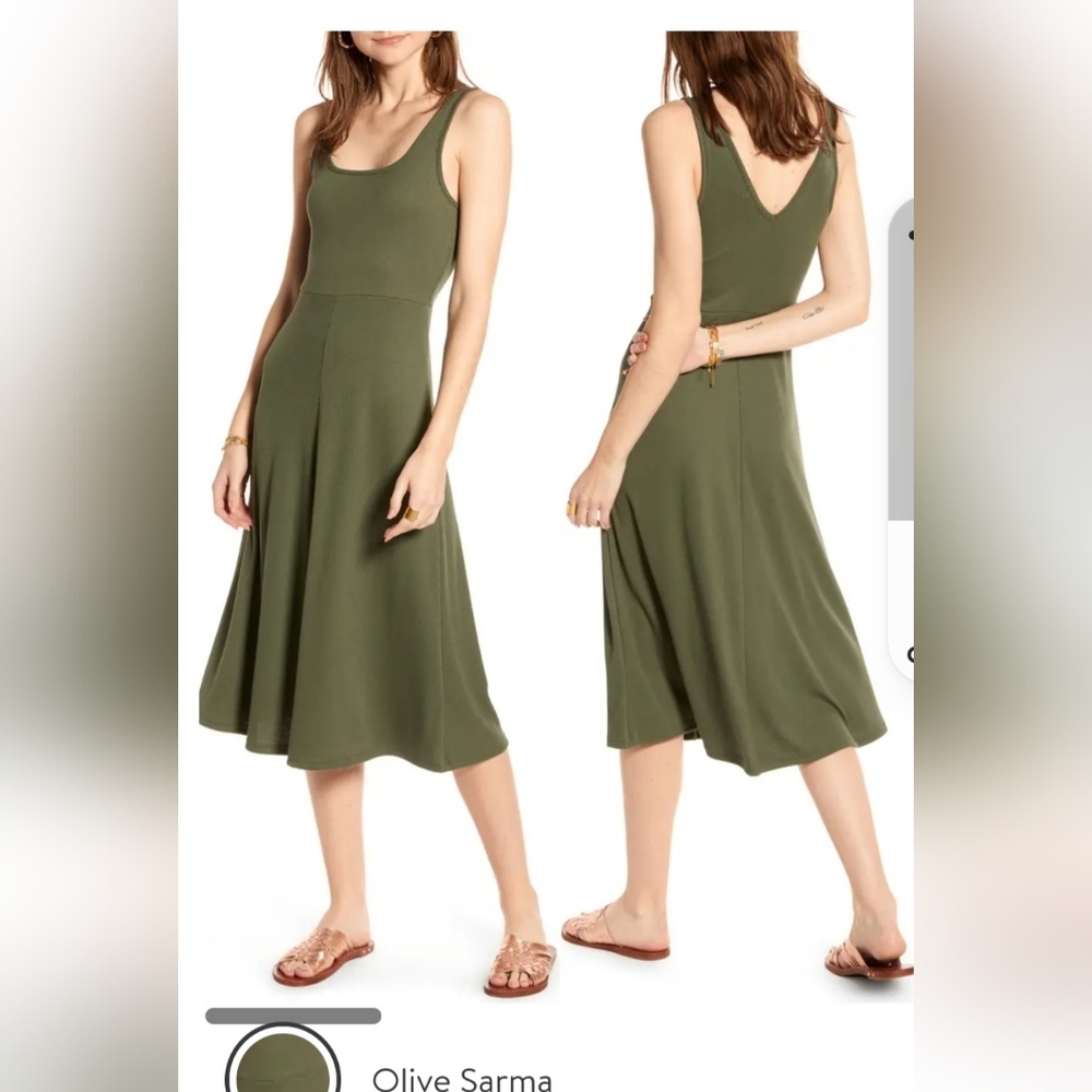 Treasure & Bond Midi Dress olive size XL